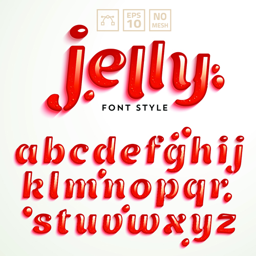 Red jelly alphabets vectors material