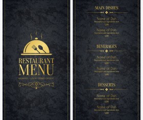Restaurant menu cover with list vector set 01