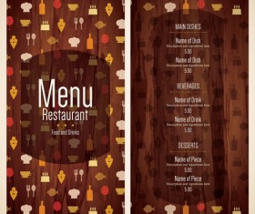 Restaurant menu cover with list vector set 02