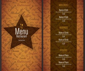 Restaurant menu cover with list vector set 04