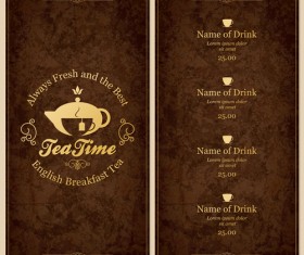 Restaurant menu cover with list vector set 05