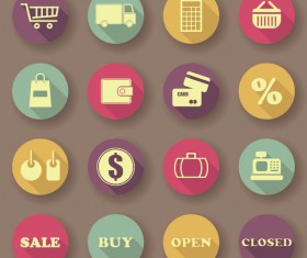 Retro circle social flat icons vectors 02