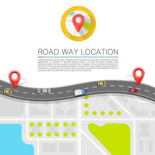 Road way location navigation template vector 01