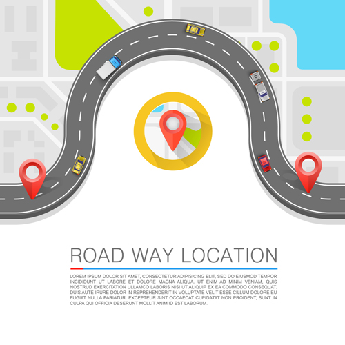 Road way location navigation template vector 03