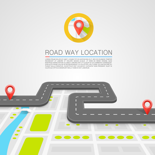 Road way location navigation template vector 04