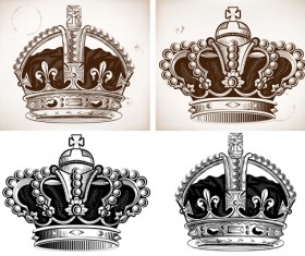 Royal crown vintage design vectors 01