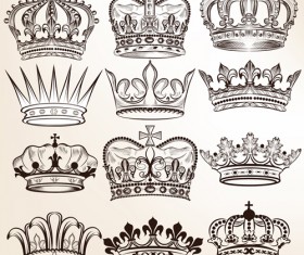 Royal crown vintage design vectors 03