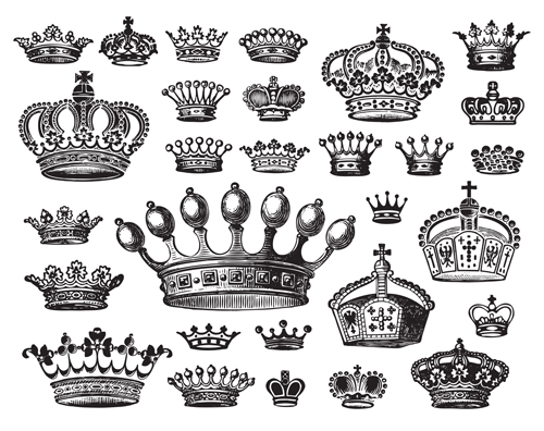 Royal crown vintage design vectors 04