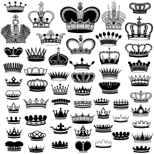 Royal crown vintage design vectors 05