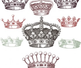 Royal crown vintage design vectors 06