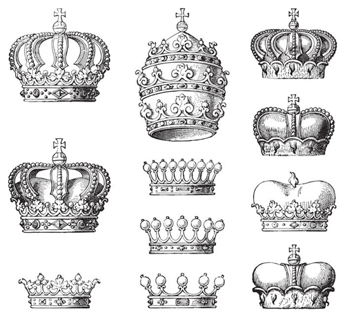 Royal crown vintage design vectors 07