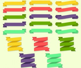 Set of ribbons banner vintege vectors 01