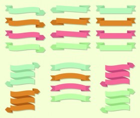 Set of ribbons banner vintege vectors 02