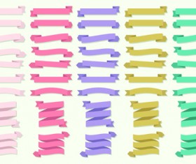 Set of ribbons banner vintege vectors 03