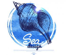 Set of seashell hand drawn vectors material 08