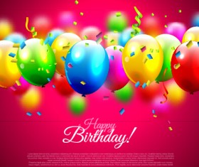 Shiny balloon with colorful confetti birthday backgrounds vector 02