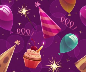 Shiny birthday pattern seamless vector 01