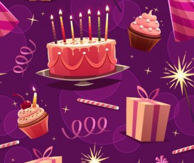 Shiny birthday pattern seamless vector 03