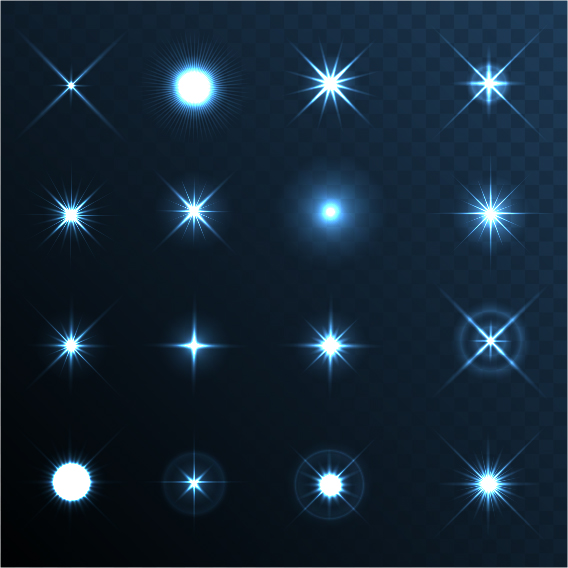 Shiny light effect stars vector material 01