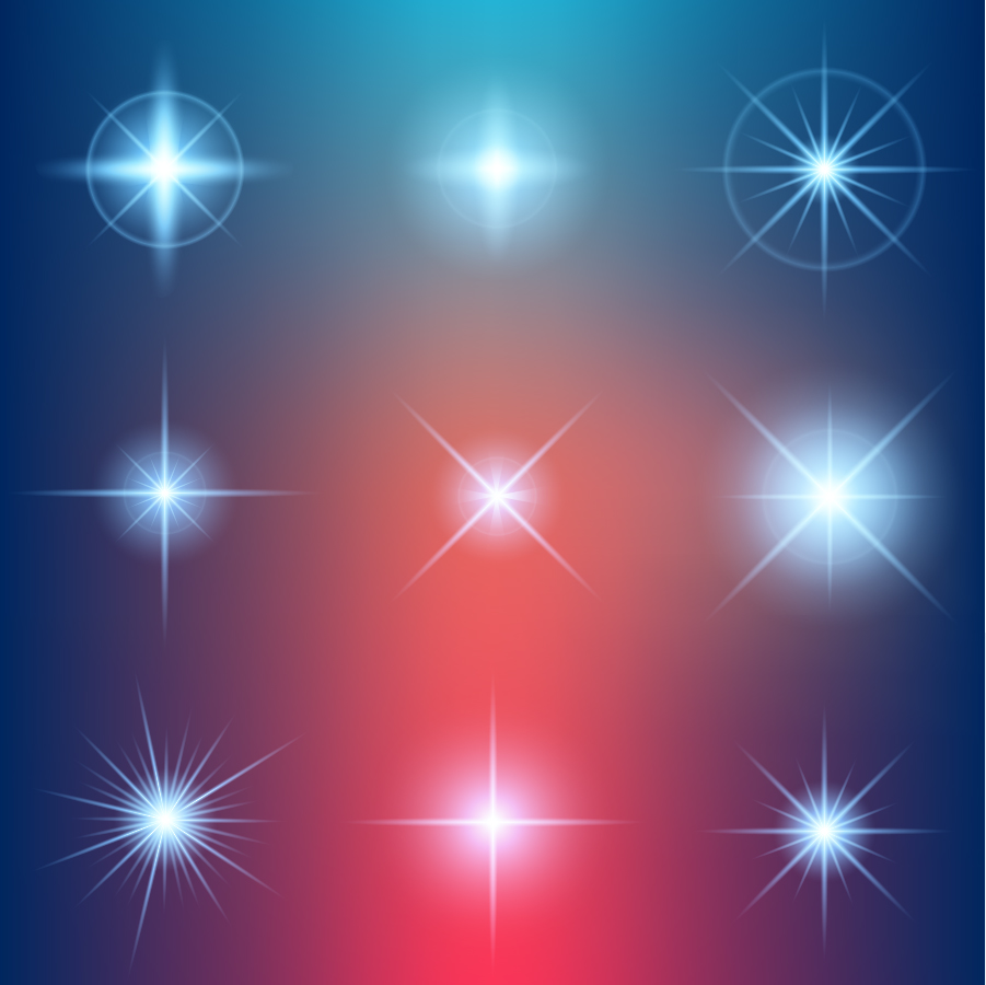 Shiny light effect stars vector material 02