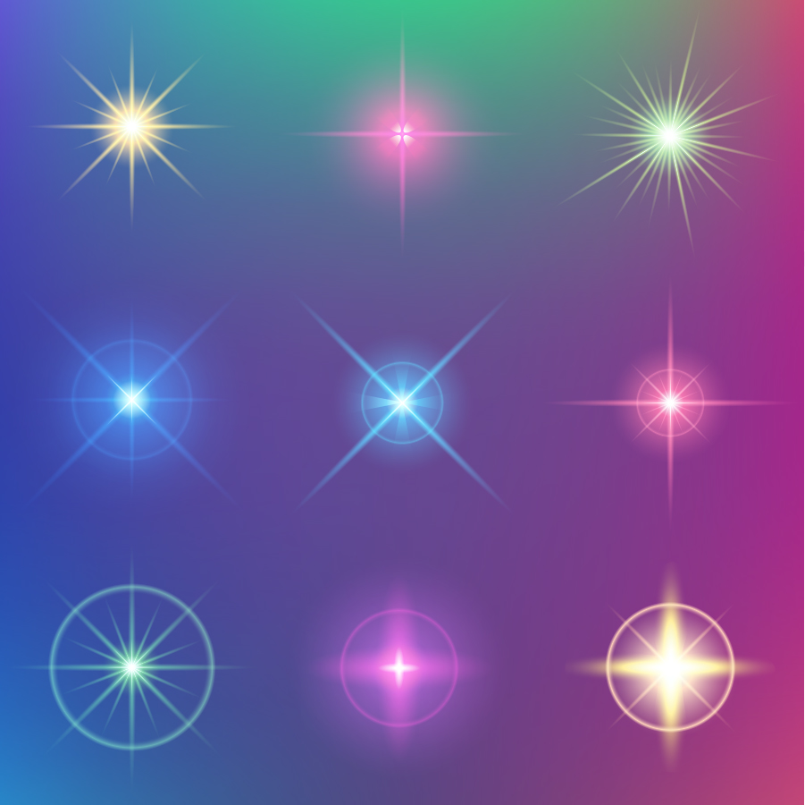 Shiny light effect stars vector material 03