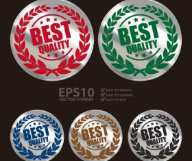 Silver laurel wreath badges vectors