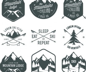 Skiing logos vector retor design