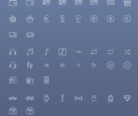 Small fine icons white line psd material