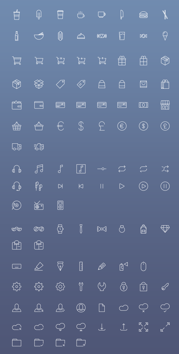 Small fine icons white line psd material