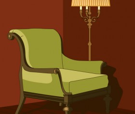 Sofas and lamps vector life material 02