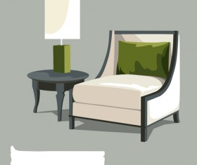 Sofas and lamps vector life material 03