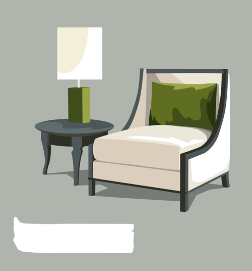 Sofas and lamps vector life material 03