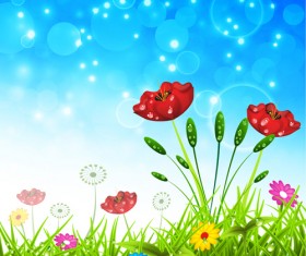 Spring yellow flowers vector background graphics