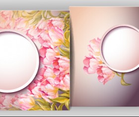Spring flowers cards set vector 01