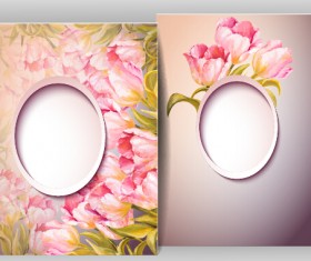 Spring flowers cards set vector 02