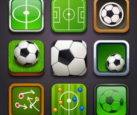 Square soccer balls icons vector set