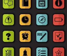 Square stylish flat icons vectors set 01