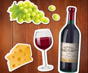 Summer holiday food with wooden background vector 02