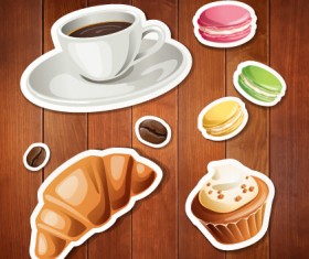 Summer holiday food with wooden background vector 03