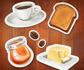 Summer holiday food with wooden background vector 04