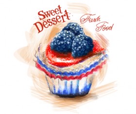 Sweet dessert colored drawn vector