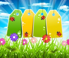 Tags and spring background art vector 01