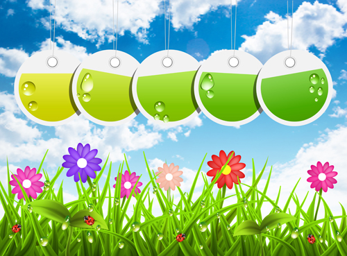 Tags and spring background art vector 02