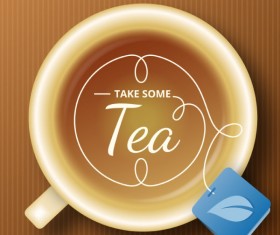 Tea with tag background vector material