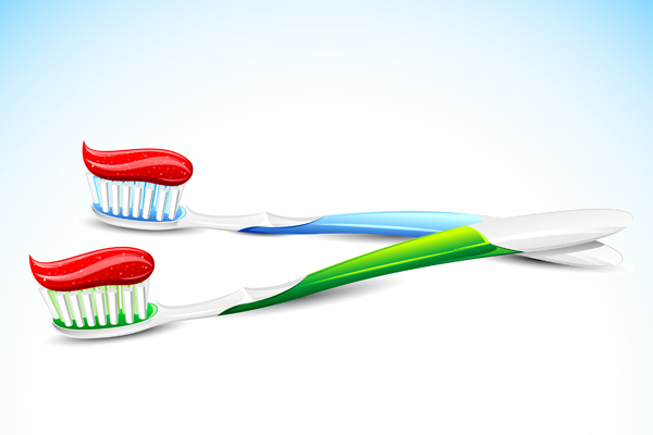 Toothbrush and toothpaste shiny vector material