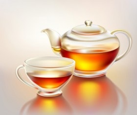 Transparent cup with tea vector graphics 02