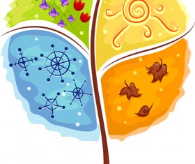 Tree four seasons design vector