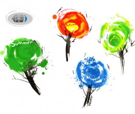 Tree watercolor drawn vector material