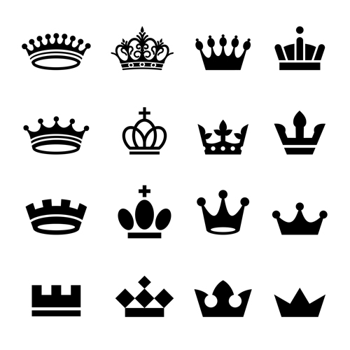 Vector crown creative silhouettes set 12