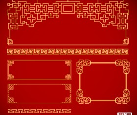Vector frame with borders chinese styles vector